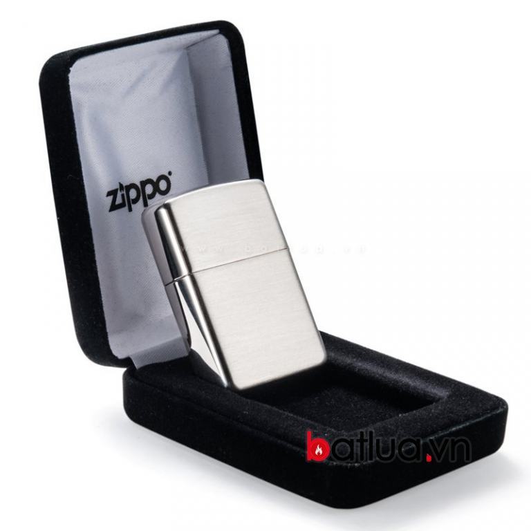 Bật lửa zippo chính hãng phiên bản Armor bạc nguyên khối xước ngang (Mẫu 27)