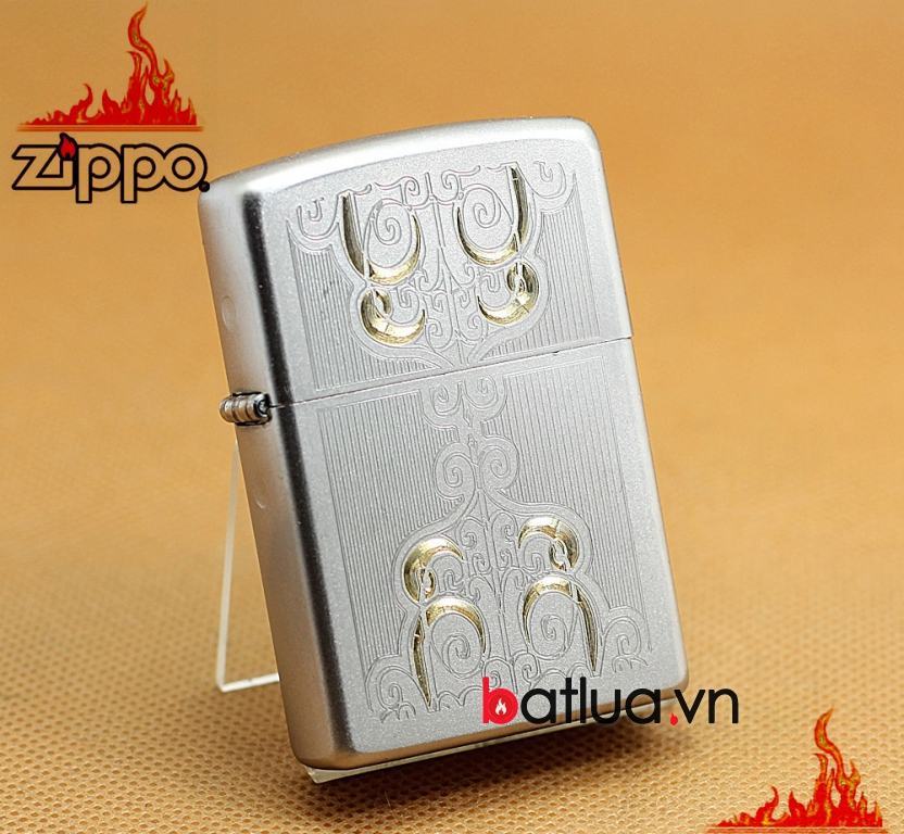 Bật lửa zippo chính hãng cát sa tin khắc hoa văn sắc sảo