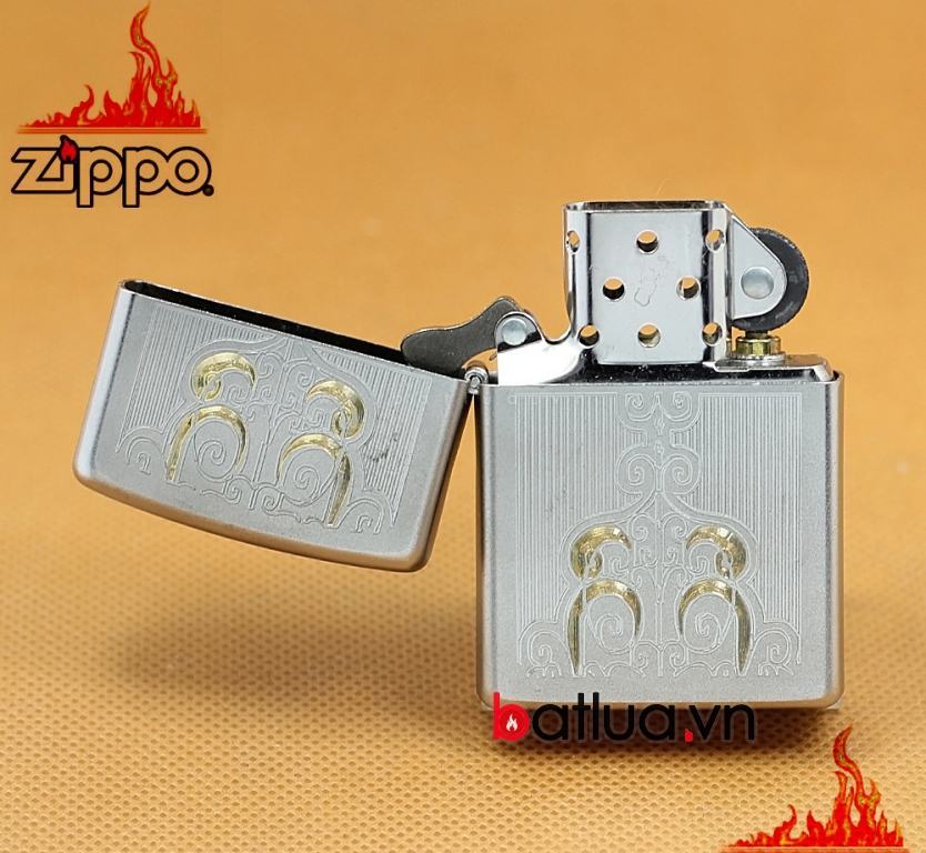 Bật lửa zippo chính hãng cát sa tin khắc hoa văn sắc sảo