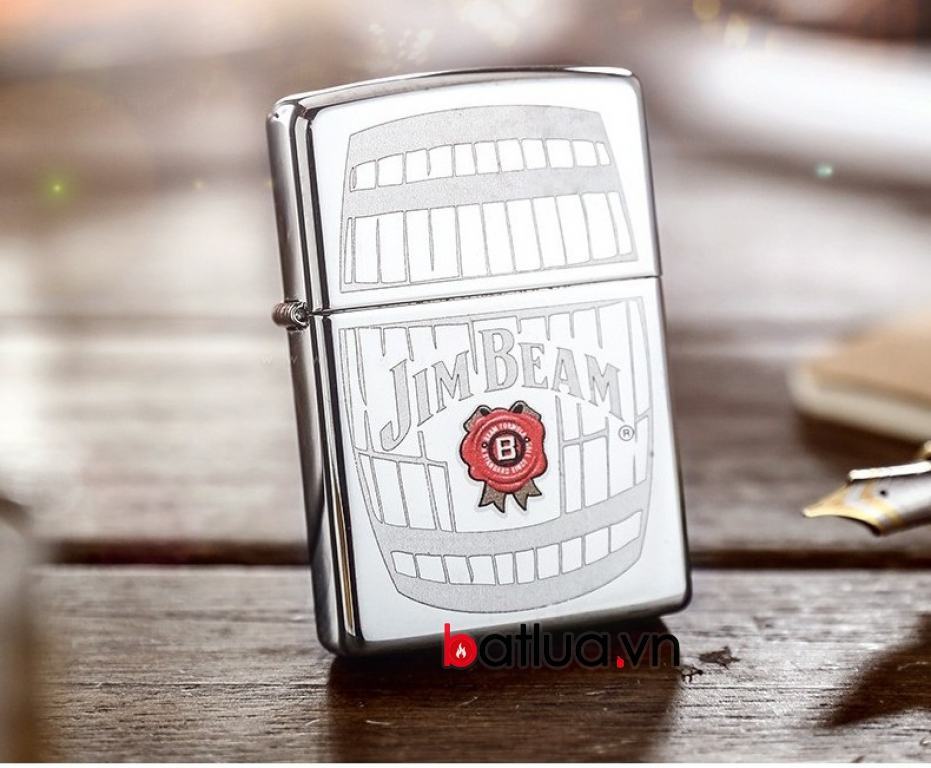 Bât lửa zippo chính hãng khắc bình rượu vang Jim Beam