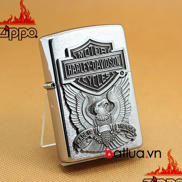 bật lửa zippo chính hãng  harley davidson mầu bạc