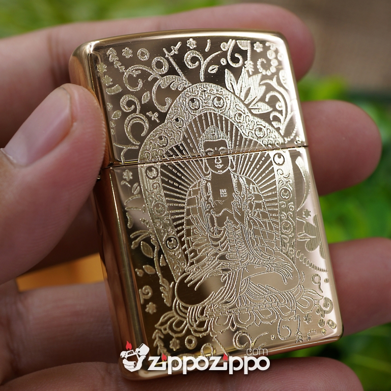 BẬT LỬA ZIPPO VỎ ĐỒNG KHẮC PHẬT