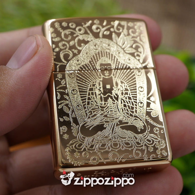 BẬT LỬA ZIPPO VỎ ĐỒNG KHẮC PHẬT