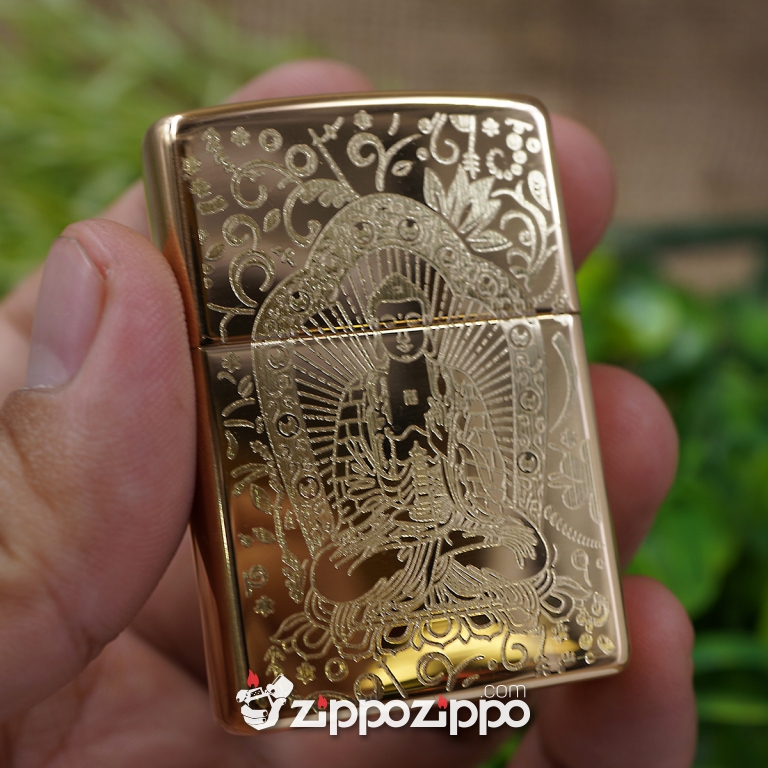BẬT LỬA ZIPPO VỎ ĐỒNG KHẮC PHẬT