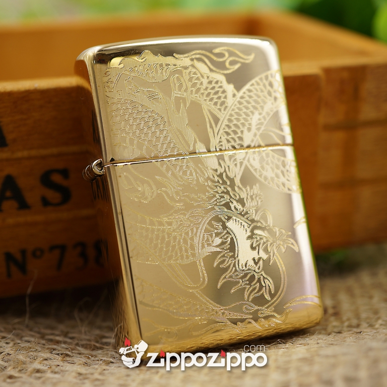 Bật lửa zippo đồng khắc rồng nguyên con