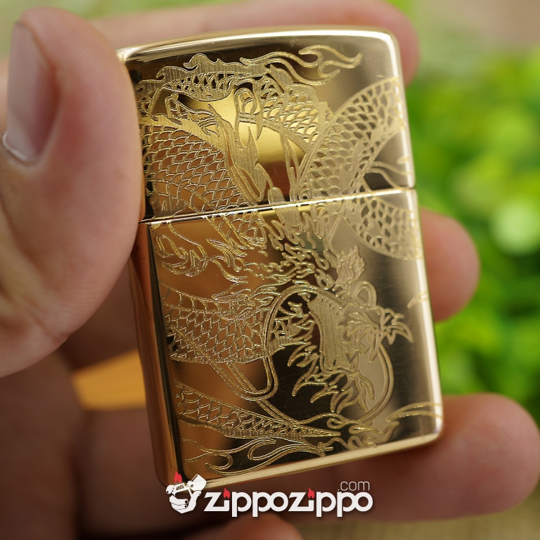 Bật lửa zippo đồng khắc rồng nguyên con