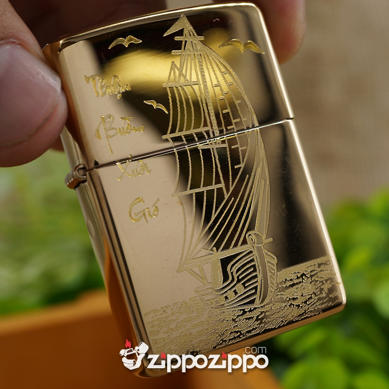 BẬT LỬA ZIPPO ĐỒNG KHẮC THUYỀN BUỒM
