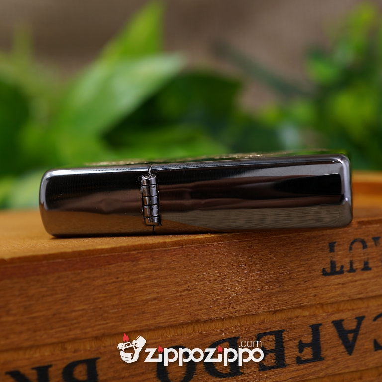 Zippo Đen Bóng Khắc Chữ Đi KHắc Chữ MẸ Mạ Vàng