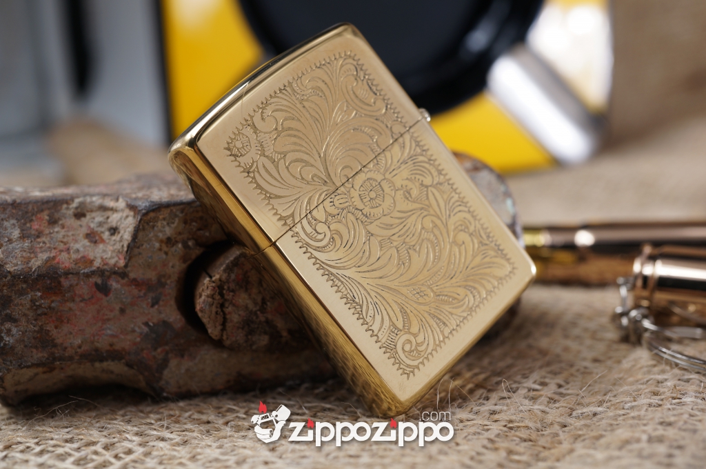 Bật lửa zippo cổ Venetian Brass sản xuất năm 1992