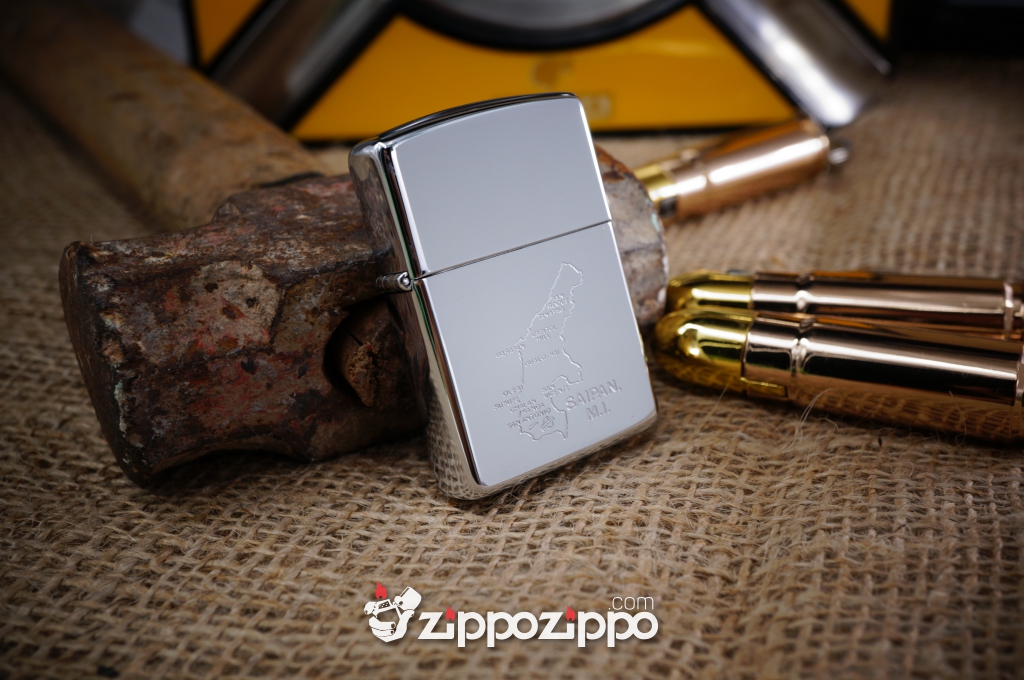 bật lửa zippo cổ khắc bản đồ SAIPAN sản xuất năm 1993