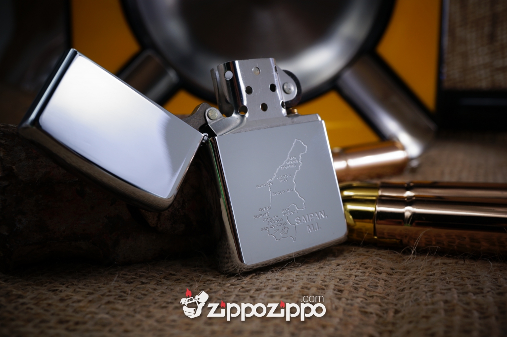 bật lửa zippo cổ khắc bản đồ SAIPAN sản xuất năm 1993