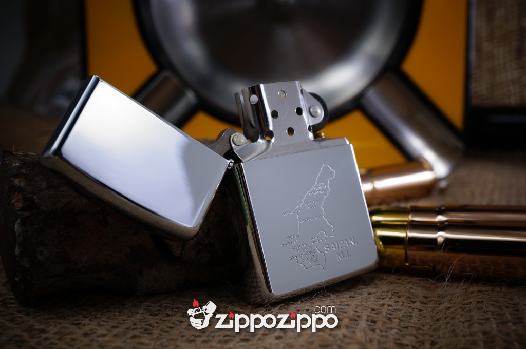 bật lửa zippo cổ khắc bản đồ SAIPAN sản xuất năm 1993