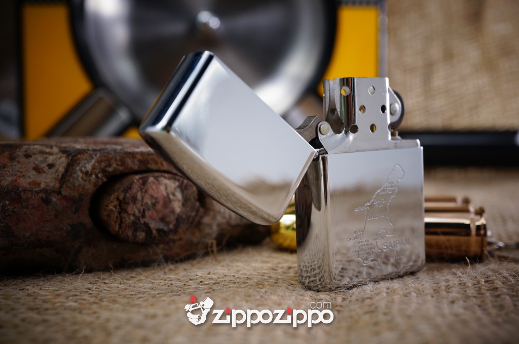 bật lửa zippo cổ khắc bản đồ SAIPAN sản xuất năm 1993