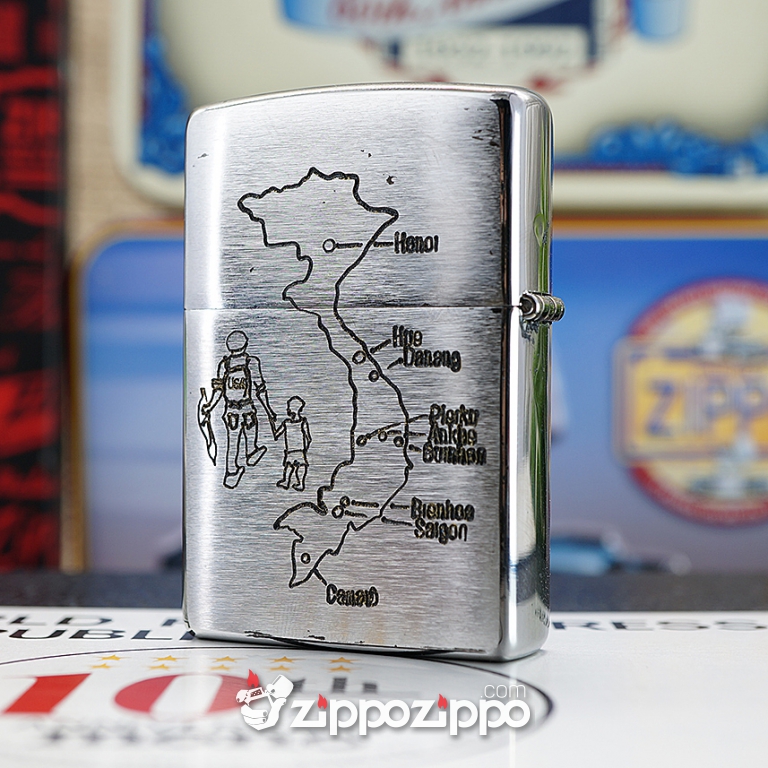 Bật lửa zippo chiến tranh việt nam sản xuất 2017 ( VIETNAM-CHU LAI 68-69 )