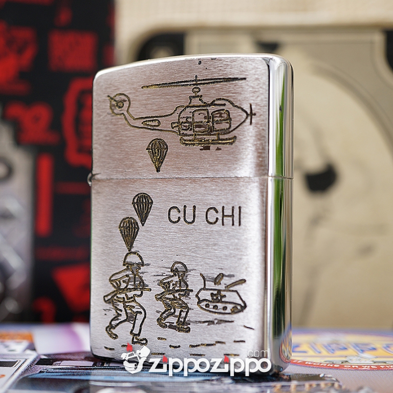 Bật lửa zippo chiến tranh việt nam sản xuất 2017 (máy bay Củ Chi)