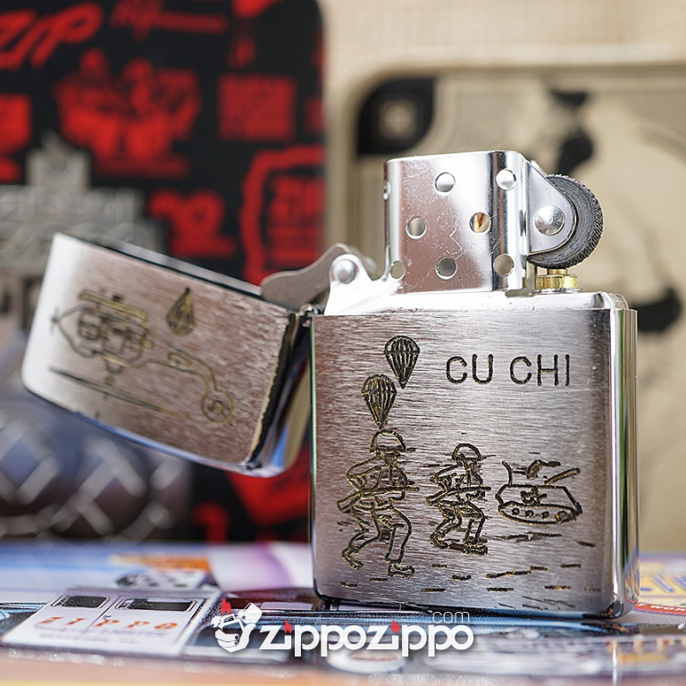 Bật lửa zippo chiến tranh việt nam sản xuất 2017 (máy bay Củ Chi)