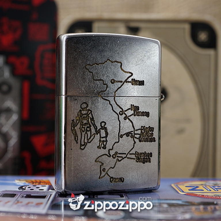 Bật lửa zippo chiến tranh việt nam sản xuất 2017 (Cà Mau 73-74)