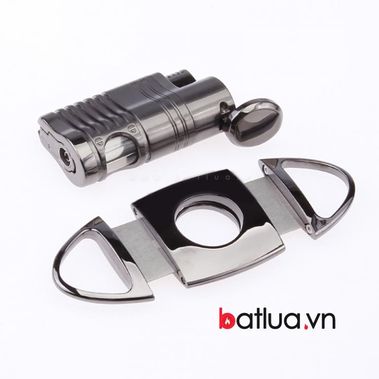 Bật lửa Xì gà 4 tia chính hãng COHIBA kèm dao cắt bằng thép không rỉ
