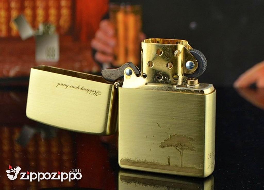 Zippo Chính Hãng Đồng Xước Khắc Lời Thế Bên Nhau Dưới Cây