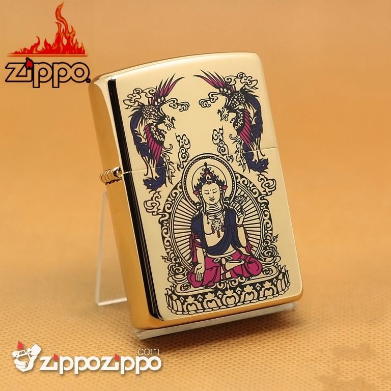 Bật lửa zippo chính hãng mạ vàng đức phật Thích Ca Mâu Ni