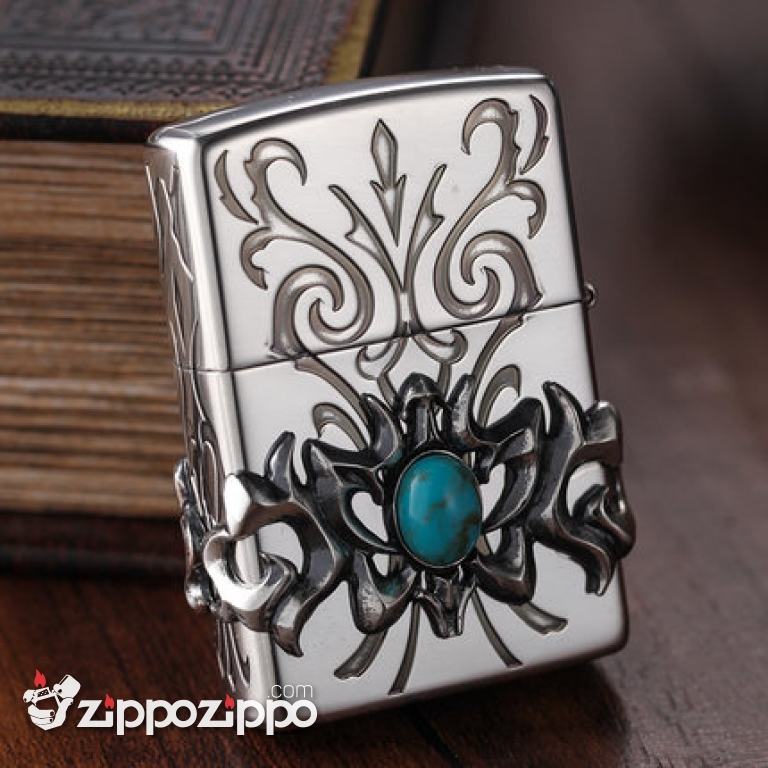 Bật Lửa  Zippo Chính Hãng Họa Tiết Ấn Độ Đính Ngọc