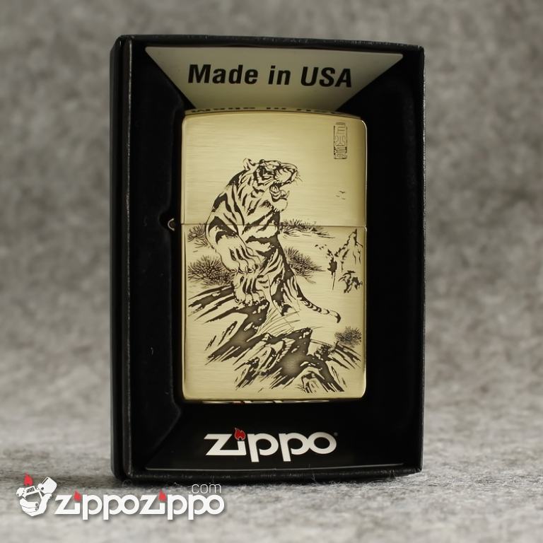 Zippo Chính Hãng Đồng xước Khắc Chúa Sơn Lâm