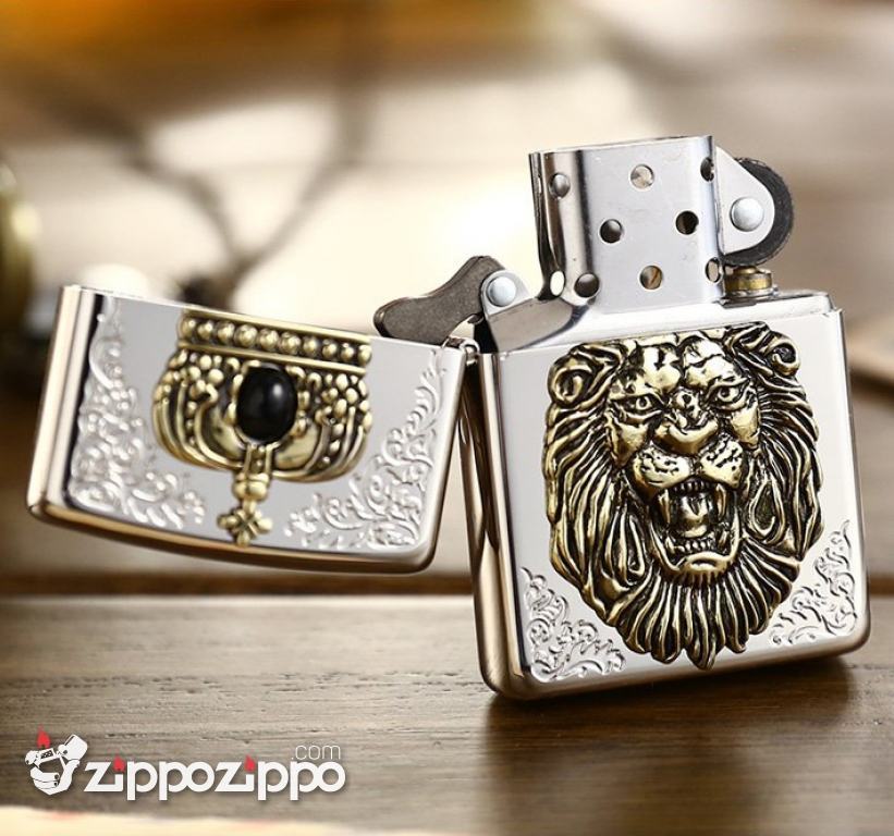 Bật Lửa Zippo Khắc Đầu Sư Tử Đội Vương Niện