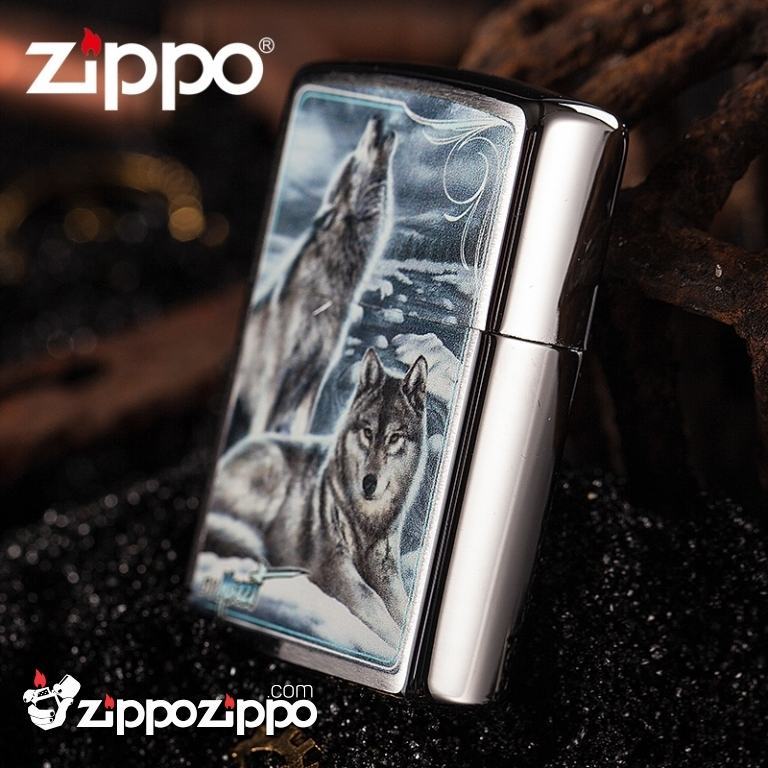 Zippo Cặp đôi sói màu bạc