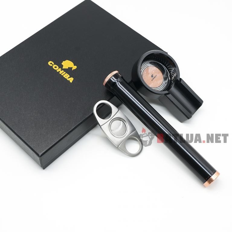 Set gạt tàn xì gà (Cigar), ống đựng xì gà, dao cắt xì gà Cohiba Màu Đen