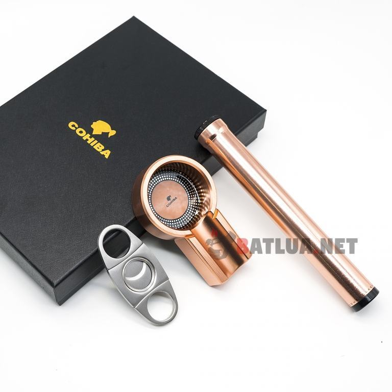 Set gạt tàn xì gà (Cigar), ống đựng xì gà, dao cắt xì gà Cohiba Màu Đồng