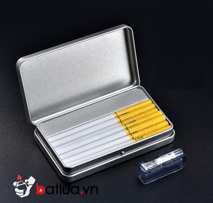 Hộp đựng thuốc lá dài kiêm bật lửa điện