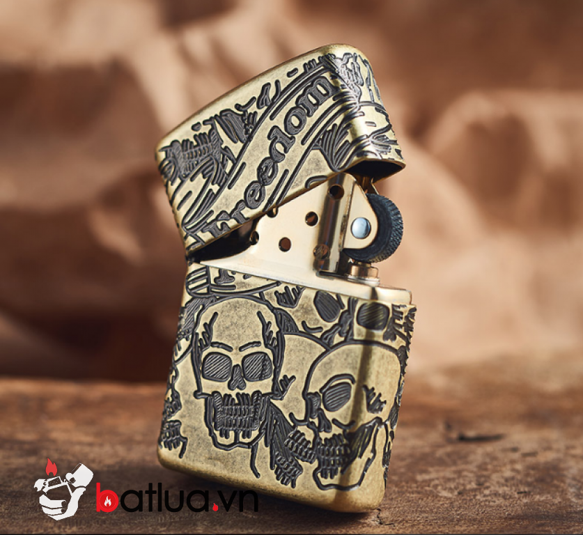 Zippo Armor đồng khối cắt khắc MultiCut 360 hình ảnh SKULL