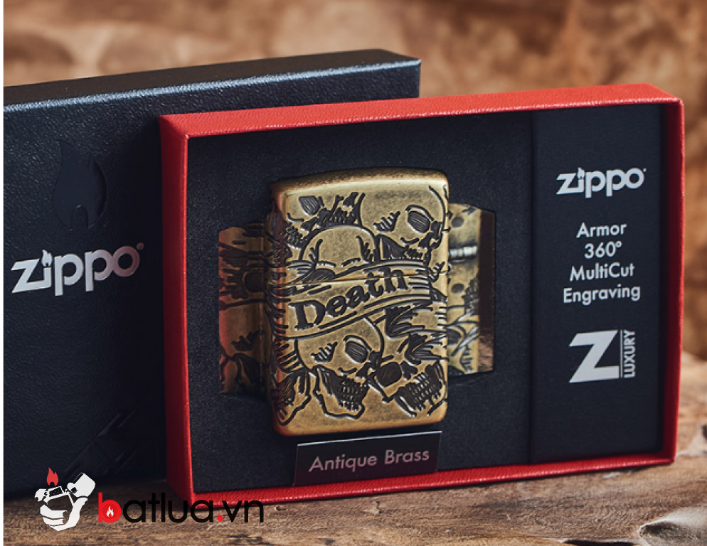 Zippo Armor đồng khối cắt khắc MultiCut 360 hình ảnh SKULL