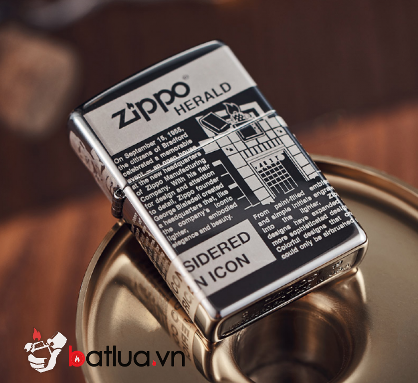 Zippo khắc Laser hình ảnh hình những bài báo nổi tiếng viết về lịch sử Zippo