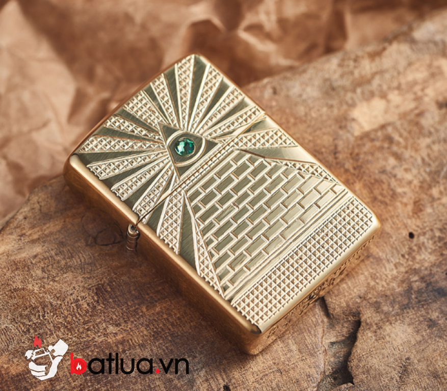 Zippo Armor khắc biểu tượng của Kim tự tháp Ai Cập gắn Viên pha lê Swarovski