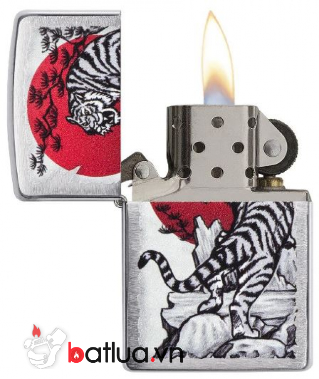 Zippo mạ Chrome in chúa sơn lâm