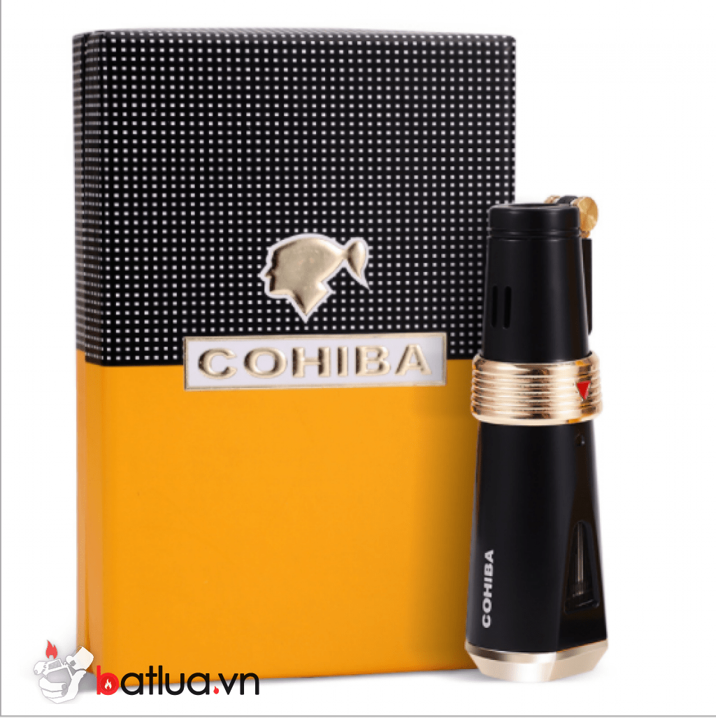 Bật Lửa Khò Xì Gà Cohiba Bánh Mài Sáng Tạo Màu Đen COB-83