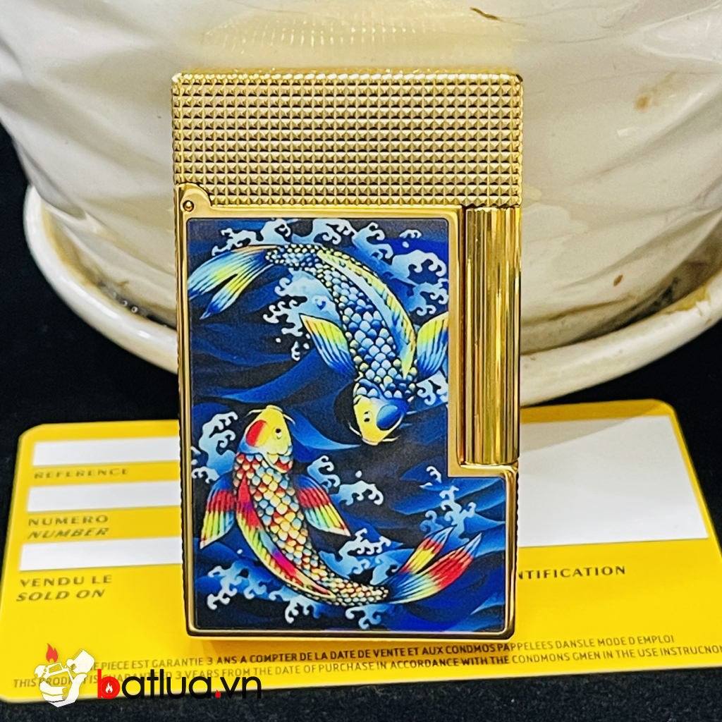 Bật lửa S.T. Dupont Ligne 2 Song Ngư Cát Tường – Kim Ngư Vượt Sóng | Tuyệt tác men nghệ thuật Pháp