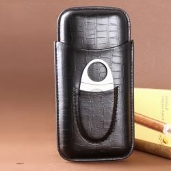 Bao da vân đen giữ ẩm Cigar kiêm dao cắt - Mã SP: PKXG063