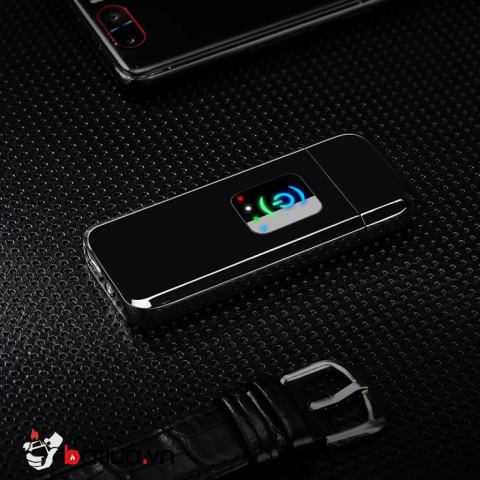 Bật Lửa Cảm Ứng Sạc USB Màu Đen Bóng