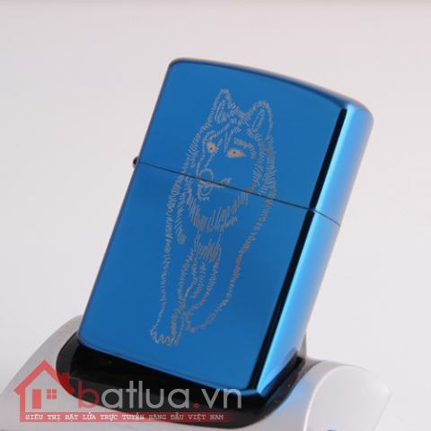 Bật lựa điện sạc qua USB kiểu dáng Zippo con chó sói Mẫu 45  MS66 072