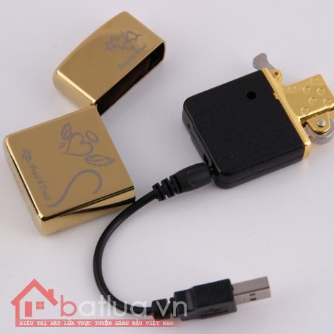 Bật lựa điện sạc qua USB kiểu dáng Zippo tình yêu Mẫu 46  MS66 073