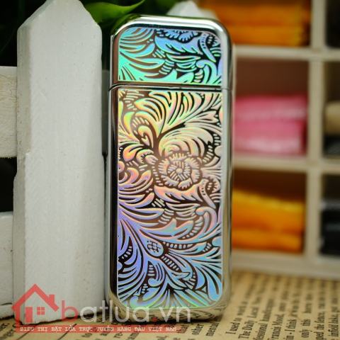 Bật lửa Dolphin siêu mỏng khắc hình hoa văn sắc nét