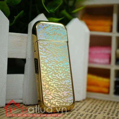 Bật lửa Dolphin siêu mỏng khắc hình hoa văn sắc nét