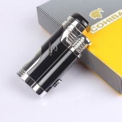 Bật lửa khò hút Cigar Cohiba 2 tia lửa có thiết bị đục Cigar - Mã SP: PKXG052