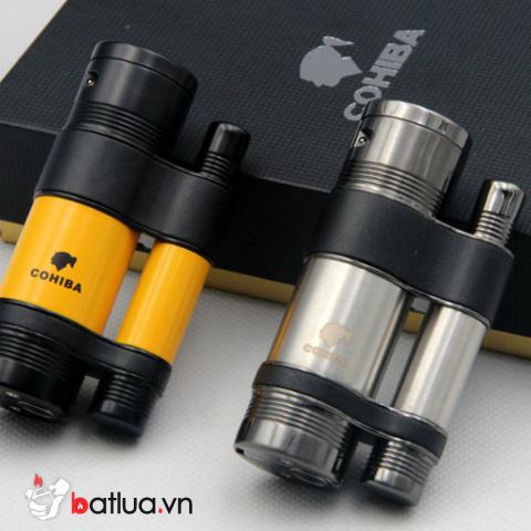 Bật Lửa Khò Xì Gà Cohiba Ba Tia Sang Trọng Màu Vàng