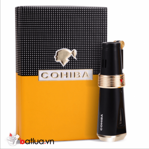 Bật Lửa Khò Xì Gà Cohiba Bánh Mài Sáng Tạo Màu Đen COB-83