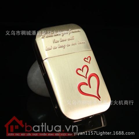 Bật lửa sạc điện USB khắc hình trái tim