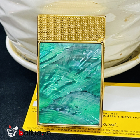 Bật lửa S.T. Dupont Khảm Xà Cừ Xanh Lục – Vàng Cao Cấp  - Dupont  phong cách quý ông