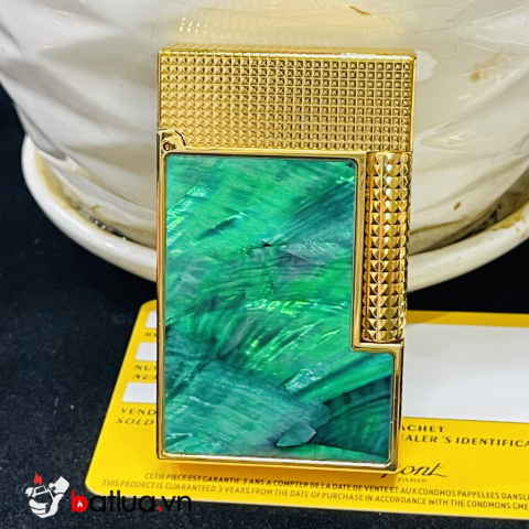 Bật lửa S.T. Dupont Khảm Xà Cừ Xanh Lục – Vàng Cao Cấp  - Dupont  phong cách quý ông